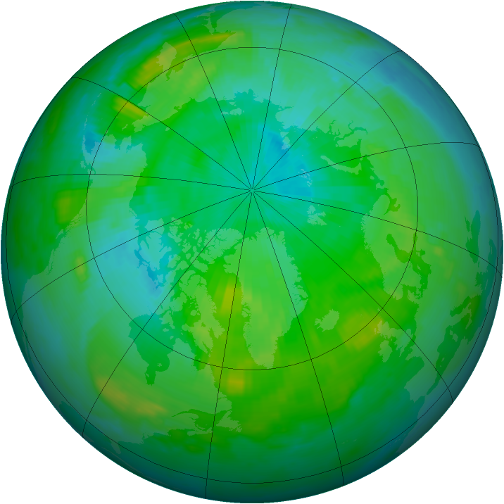 Arctic ozone map for 31 July 1996